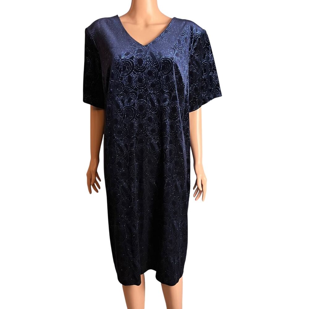 Connected Apparel Velvet Glitter Midi Dress 24W Plus Size Parties Wedding Guest